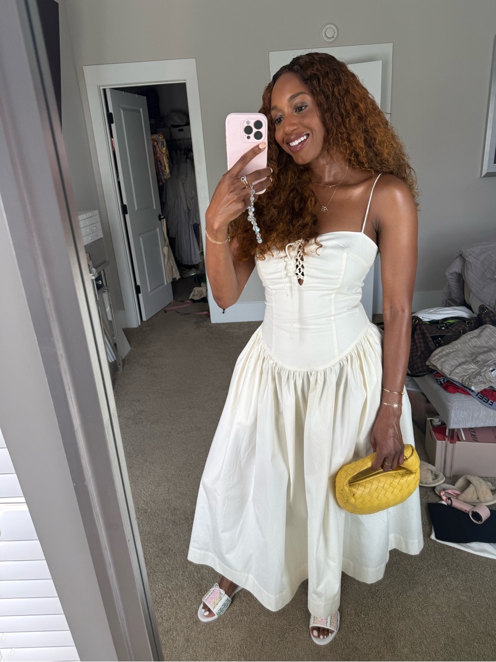 L’Acadamie Thierry Midi Dress in Ivory